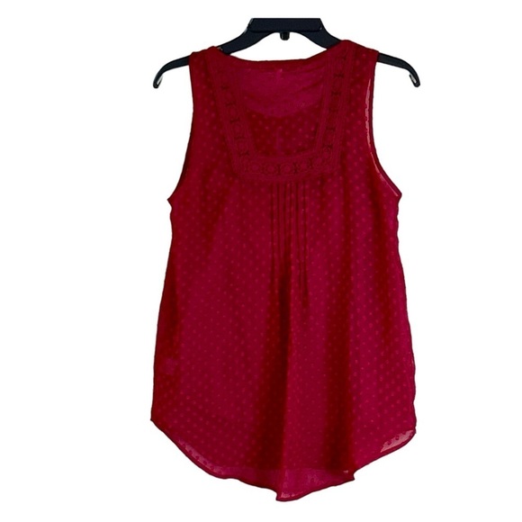 Daniel Rainn Women's Raised Dot Lace Crochet Cranberry  Peasant Blouse Sz Small - Picture 2 of 8